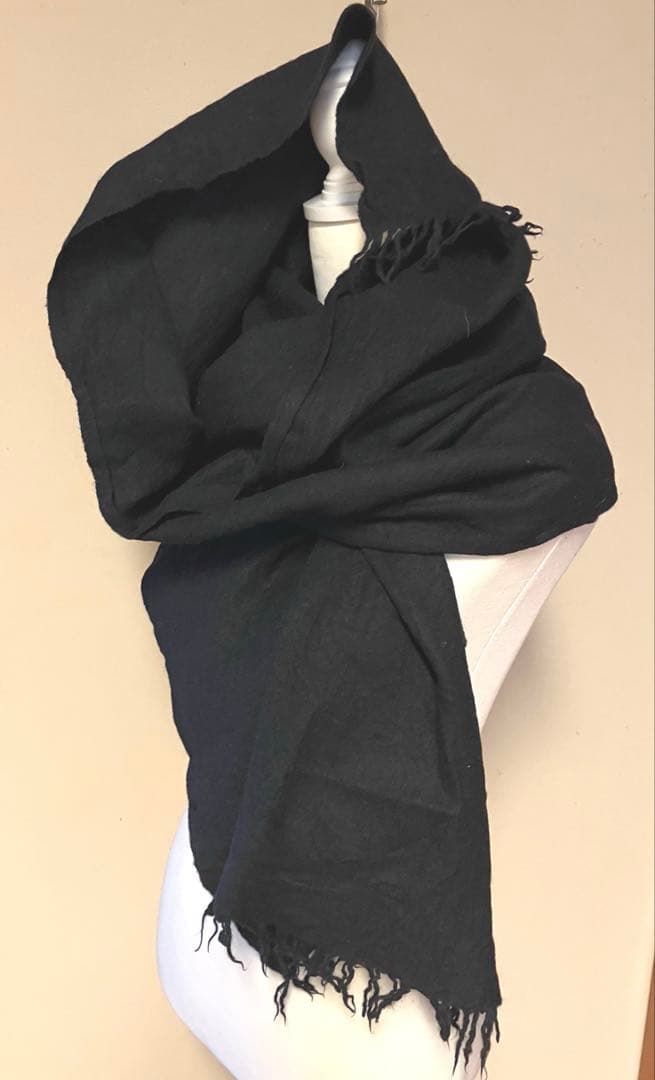 コムデギャルソンHOMME 縮絨ウールマフラー BLACK❣️