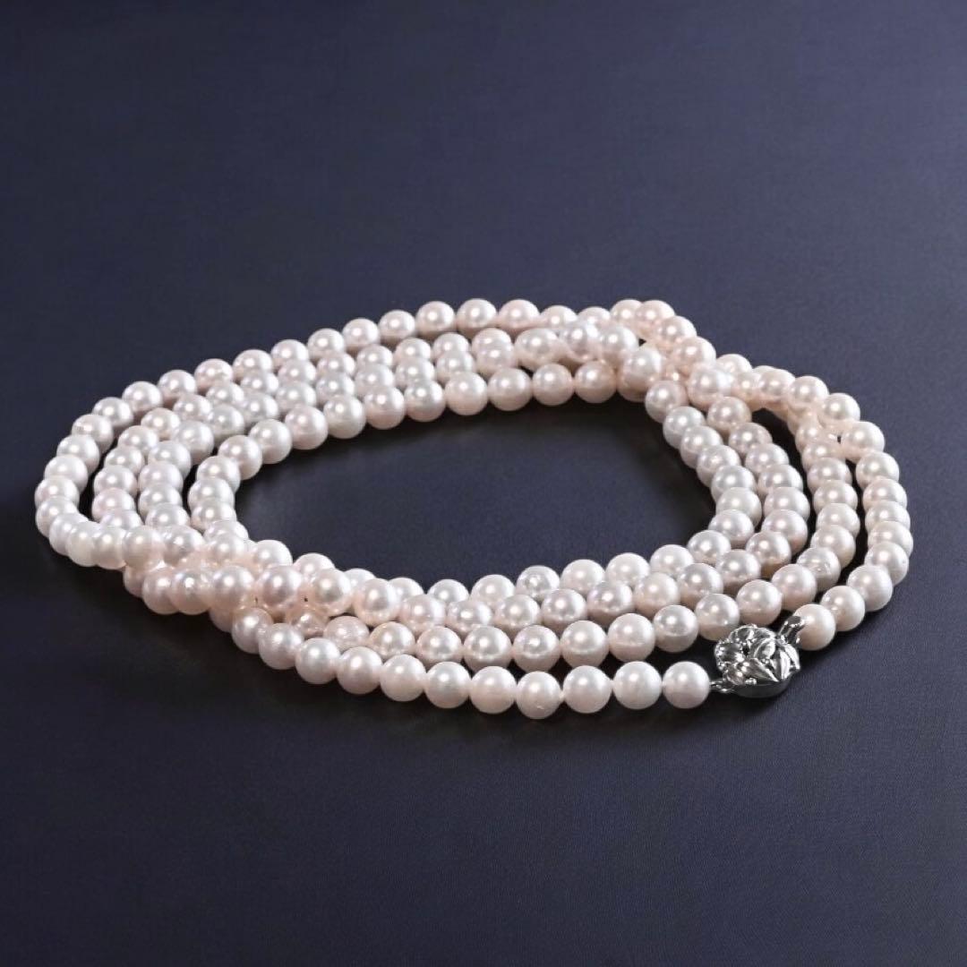 【最高峰】アコヤ　ロング　120cm パール　ネックレス　本真珠　3連