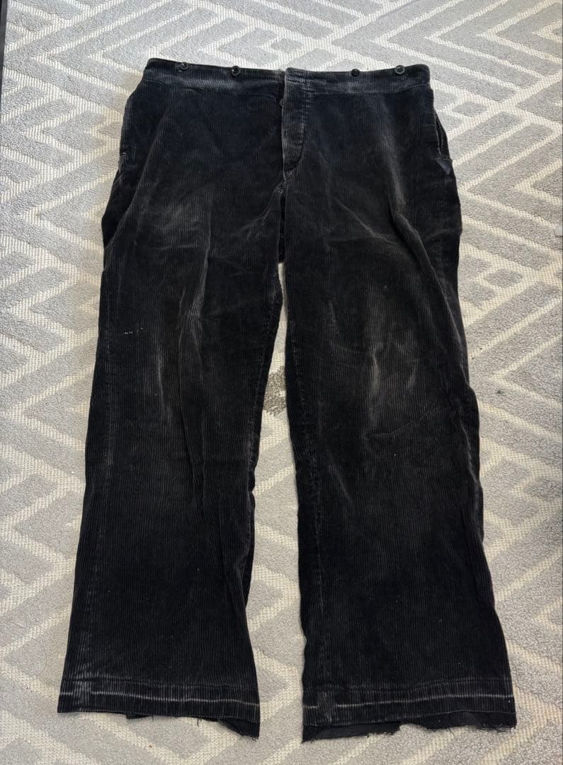 20s〜40s ブラック コーデュロイパンツ 針刺しシンチバック