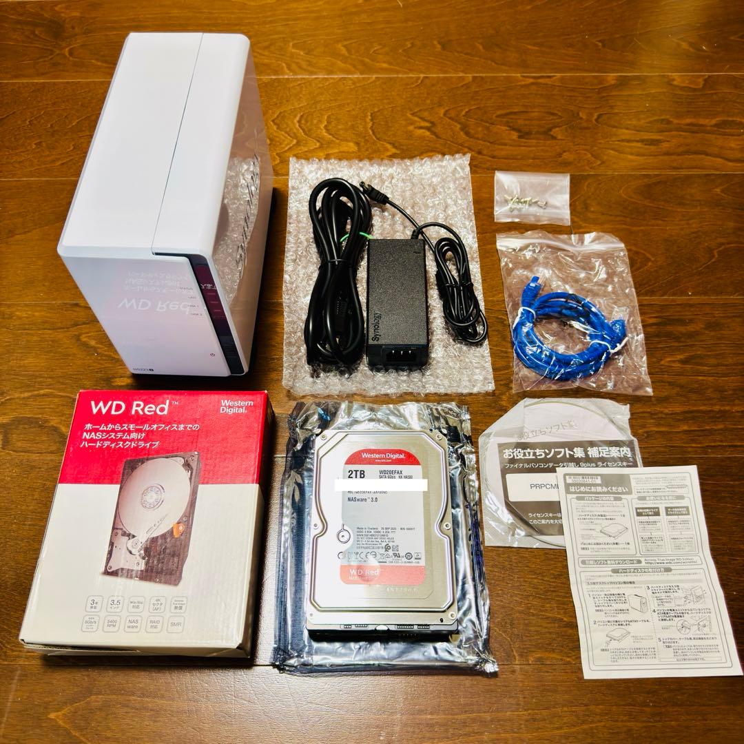 外付けハードディスク・ドライブ Synology DS223J + WD Red 2TB(7760h)