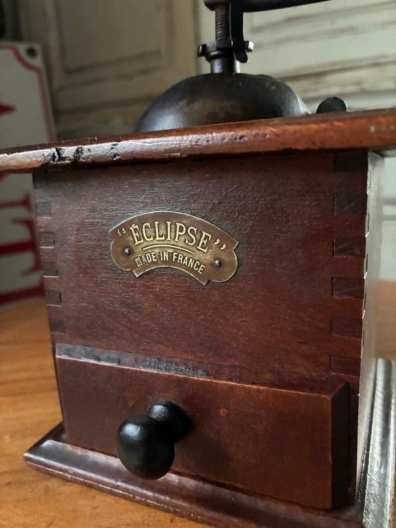 フランス　アンティーク　木製　コーヒー　ミル　グラインダー ECLIPSE 美品