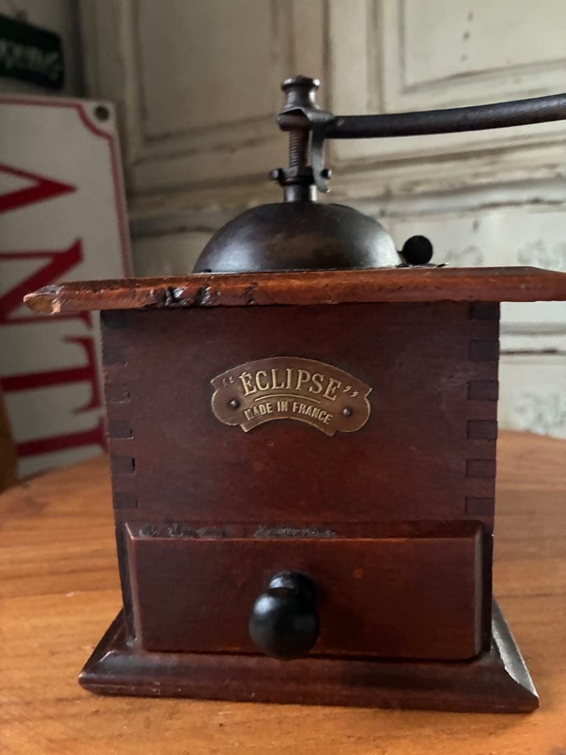 フランス　アンティーク　木製　コーヒー　ミル　グラインダー ECLIPSE 美品