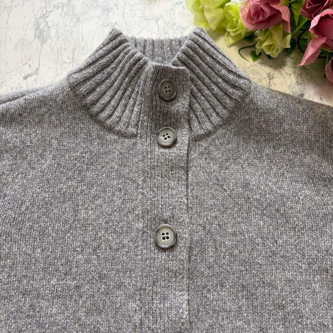 美品♡ レリアン　カーディガン　ニット　ウール　カシミヤ　ポケット　グレー　M