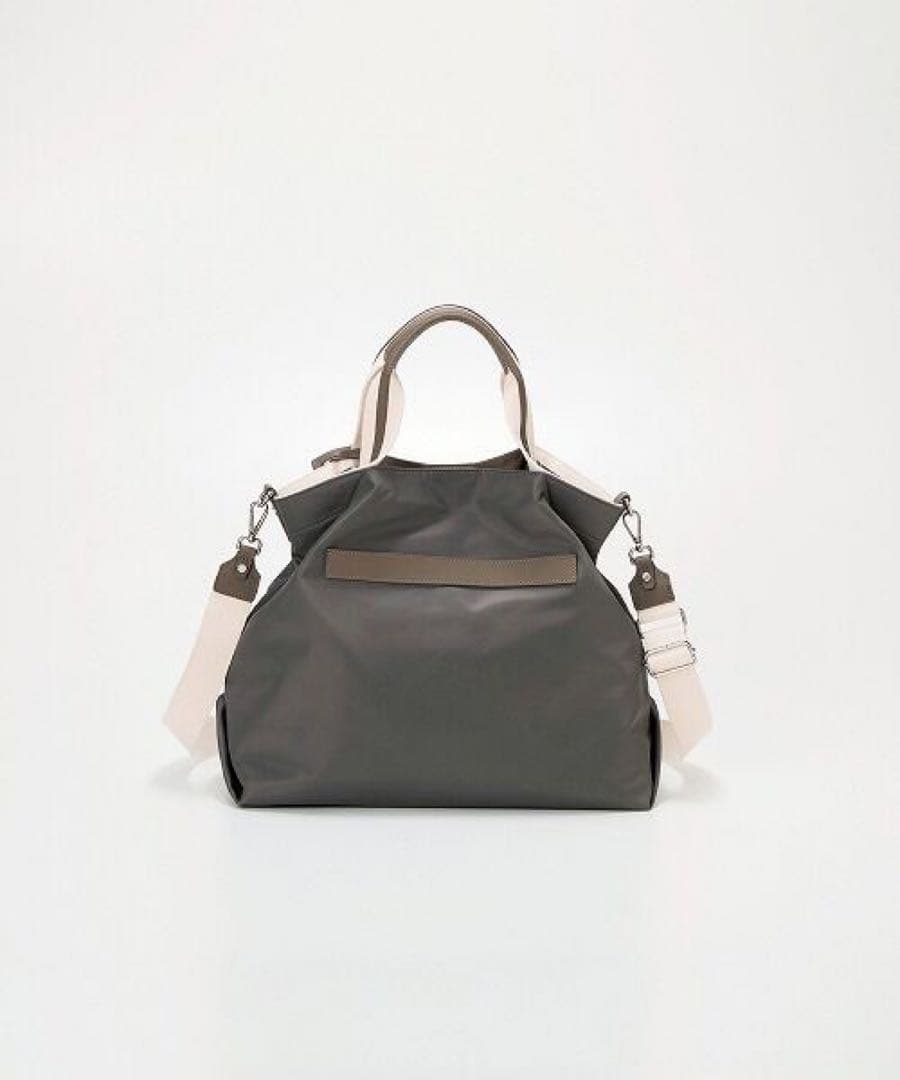 TOPKAPI ストライプハンドルナイロン2wayトートバッグ　ダークグレー