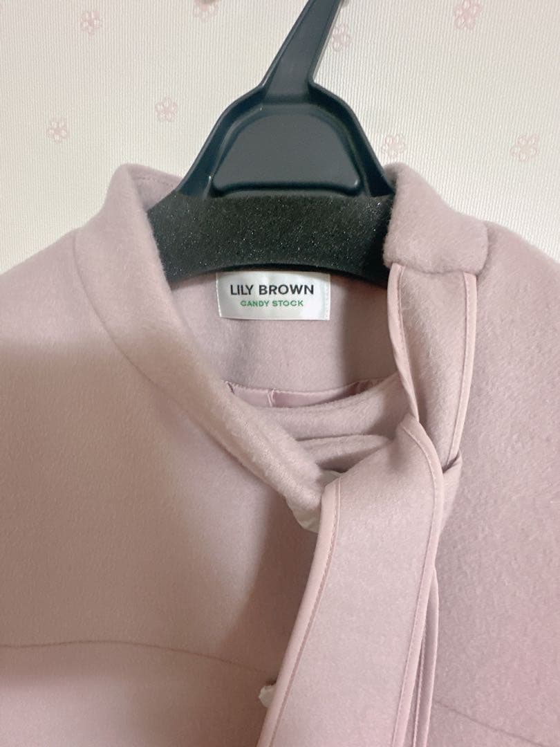 Aラインビジューリボンコート　リリーブラウン