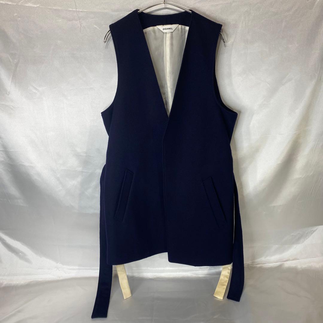 DIGAWEL ディガウェル　ベスト　ロング丈　ウール　メルトン　ネイビー　2