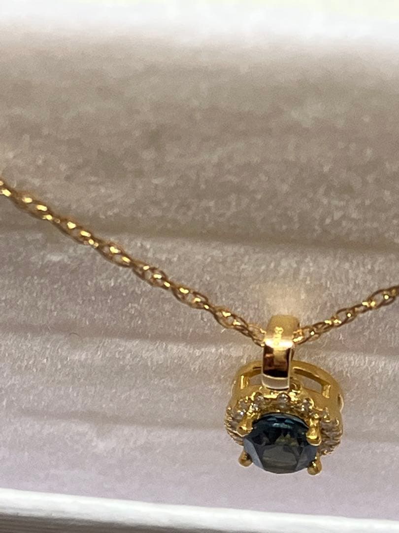 激安！天然ロンドンブルートパーズ ダイヤモンド K18 刻印 ネックレス