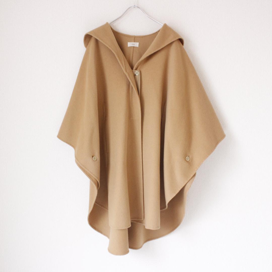 IENA ダブルフェイスポンチョ Fサイズ ベージュ フーディー 22AW