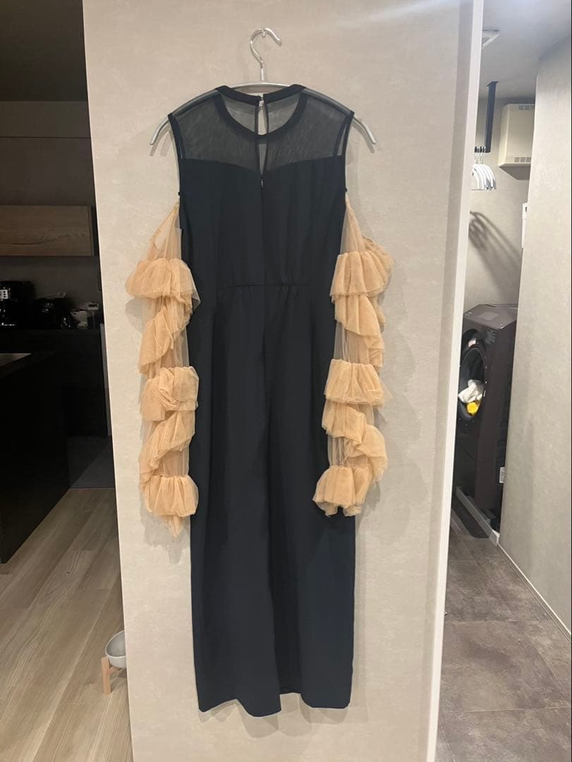 【美品】ANDRESD detached sleeve dress ネイビー s