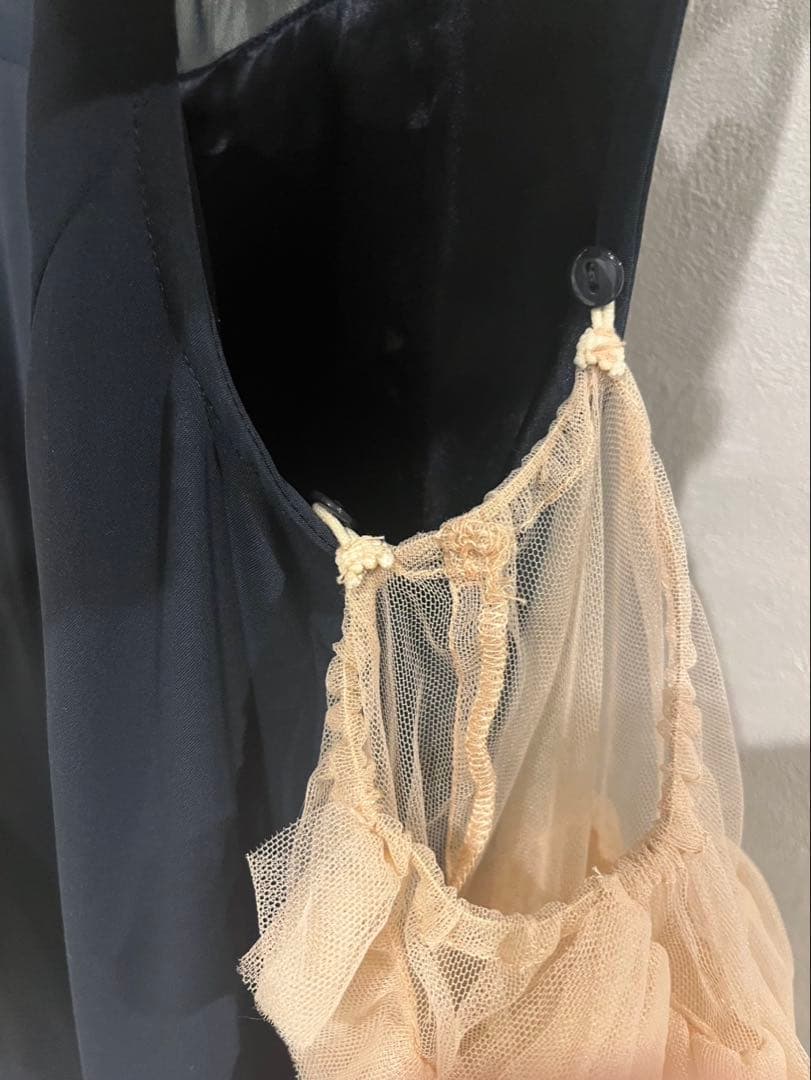 【美品】ANDRESD detached sleeve dress ネイビー s