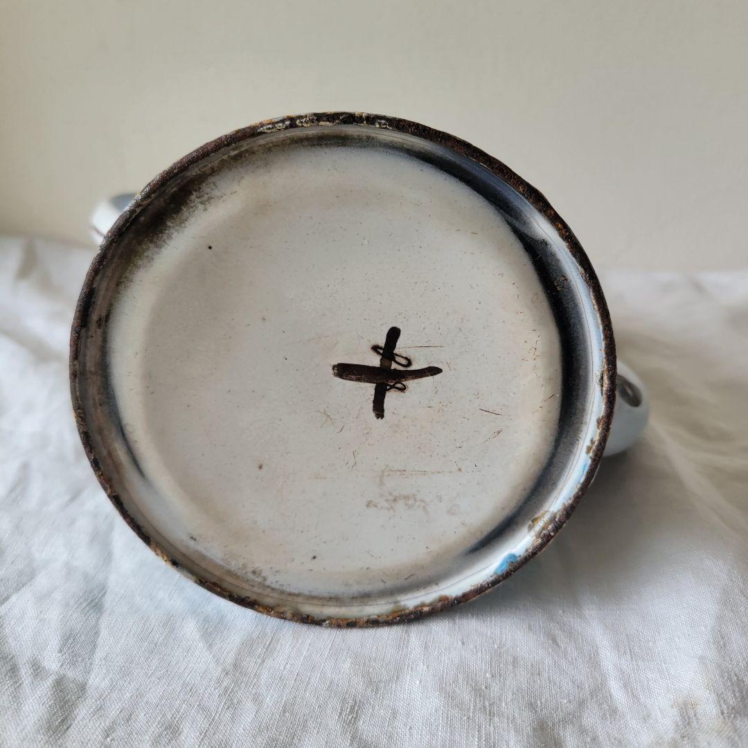 フランス　アンティーク　コーヒーポット　ホーロー　ブルー