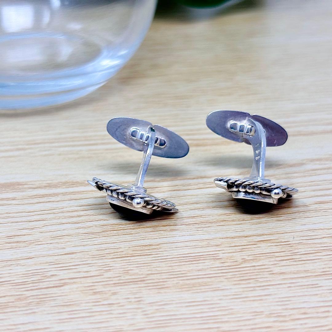   19B オニキス シルバー　カフス　925S