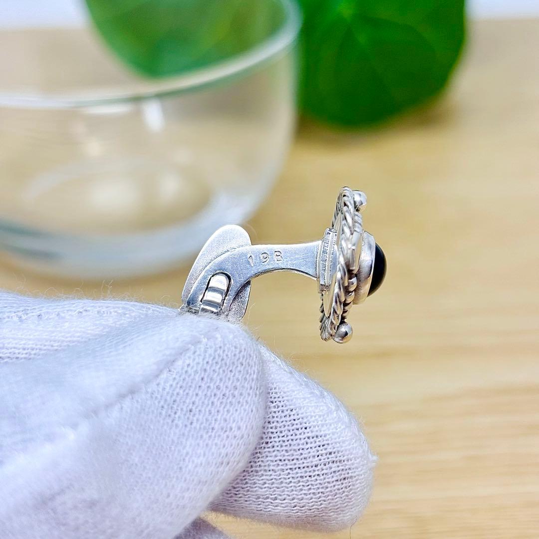   19B オニキス シルバー　カフス　925S