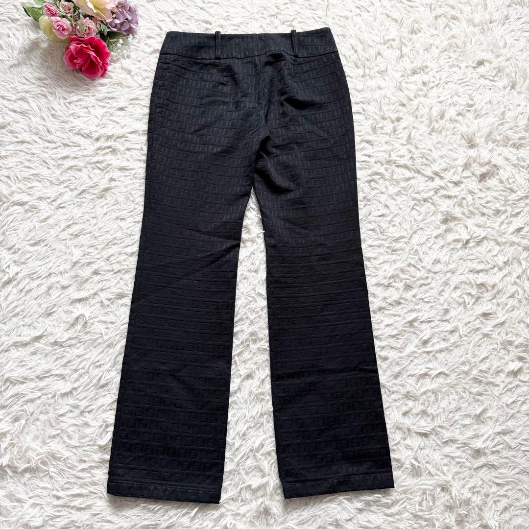 極美品■フェンディ　ズッカ柄　総柄　フレアパンツ　ブラック　イタリア製　40