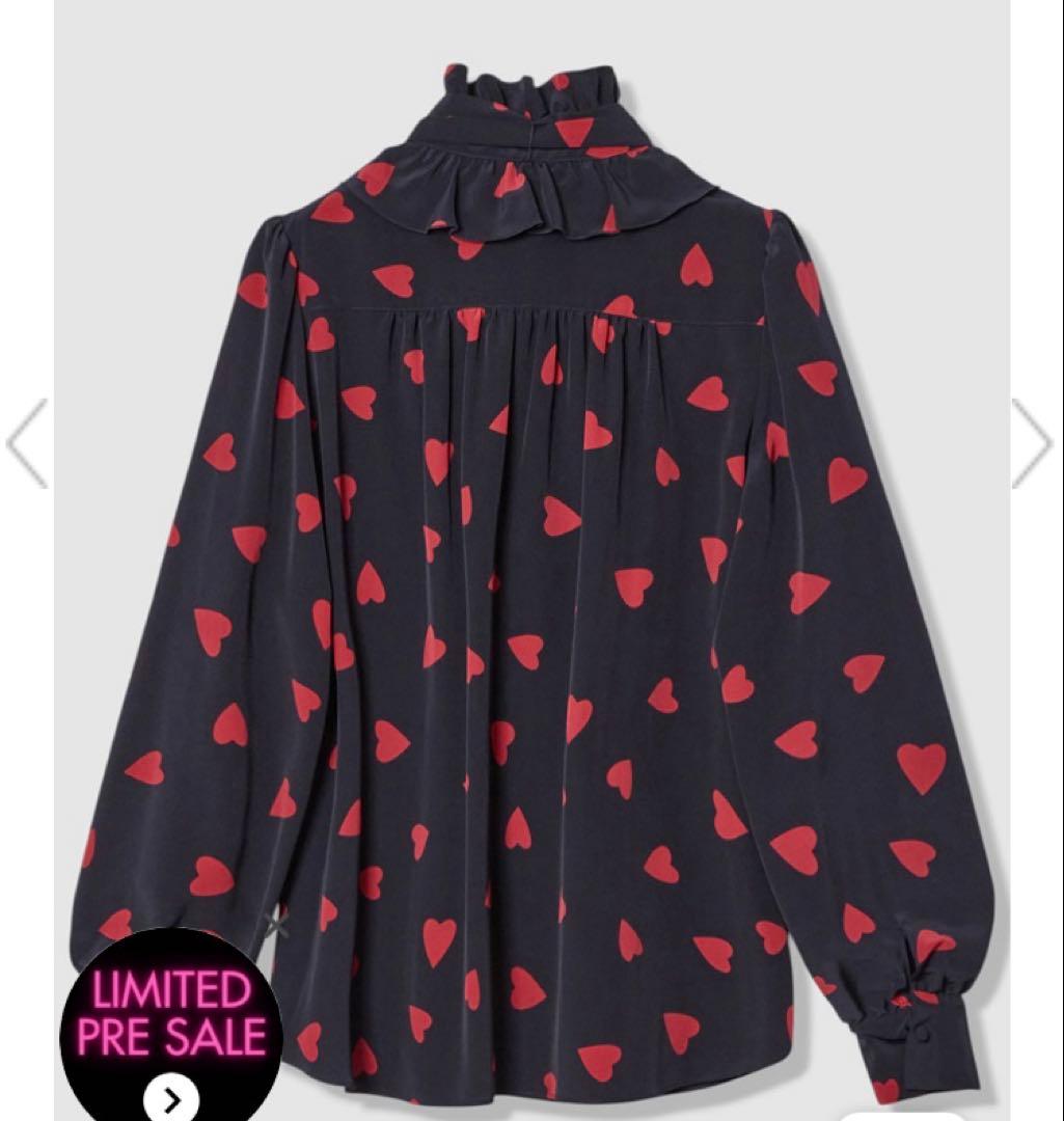 【LOULOU WILLOUGHBY】デシンハートプリントボウタイブラウス