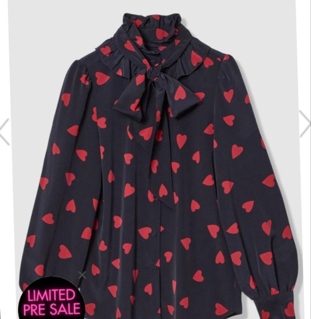 【LOULOU WILLOUGHBY】デシンハートプリントボウタイブラウス