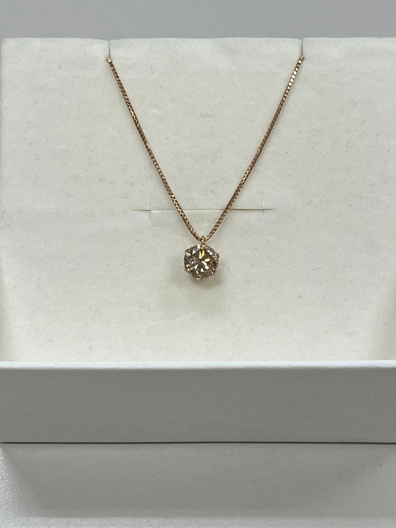 大粒！0.87ct k18PG天然ダイヤモンドネックレス　保証書あり