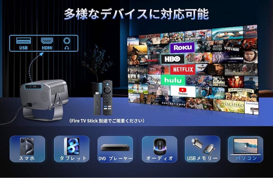 新品❤️プロジェクター 天井投影 電動フォーカス ホームシアター 台形補正　大画面