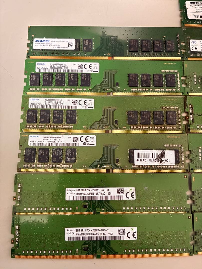 DDR4 4G×13計52GB /DDR4 8G✖️12 計96GBジャンク品