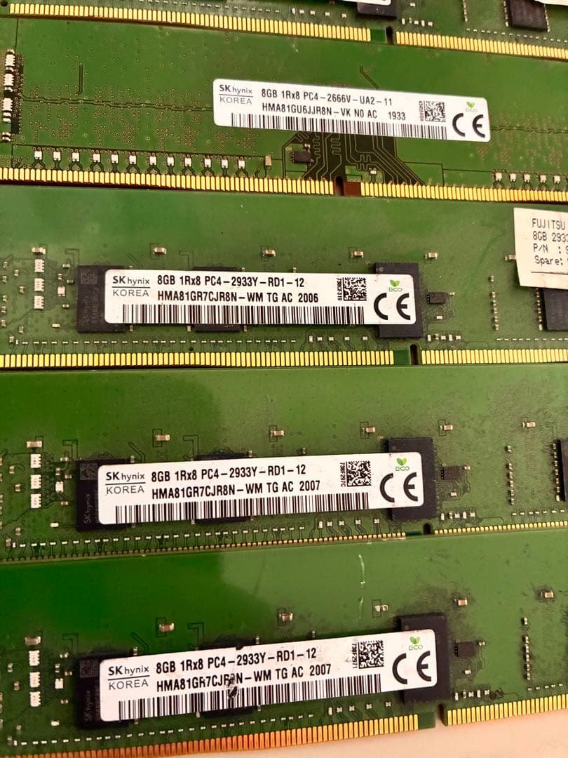 DDR4 4G×13計52GB /DDR4 8G✖️12 計96GBジャンク品