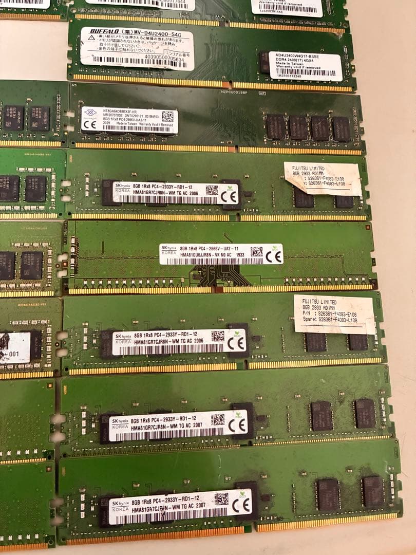 DDR4 4G×13計52GB /DDR4 8G✖️12 計96GBジャンク品