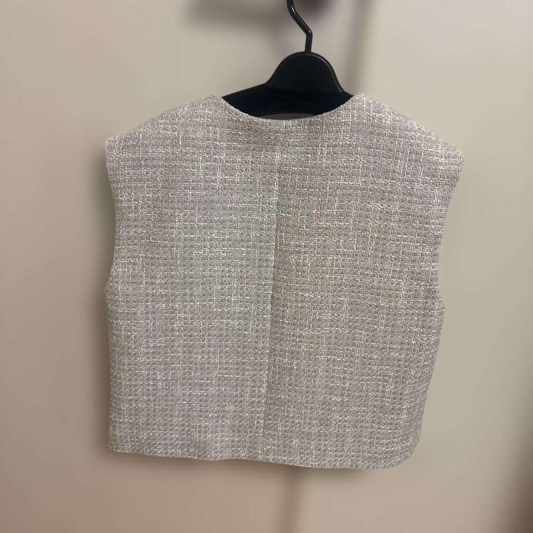 【美品】anplegant グレー系ツイードベスト ポケット付き