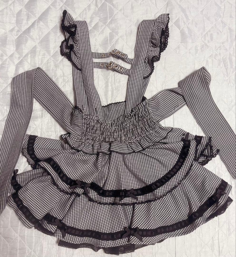 LIZLISはしごリボンチェックティアードスカパン