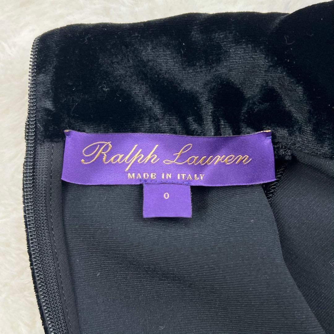 【ラルフローレンパープルレーベル】ハイネックベロアワンピース☆シルク混☆黒☆S