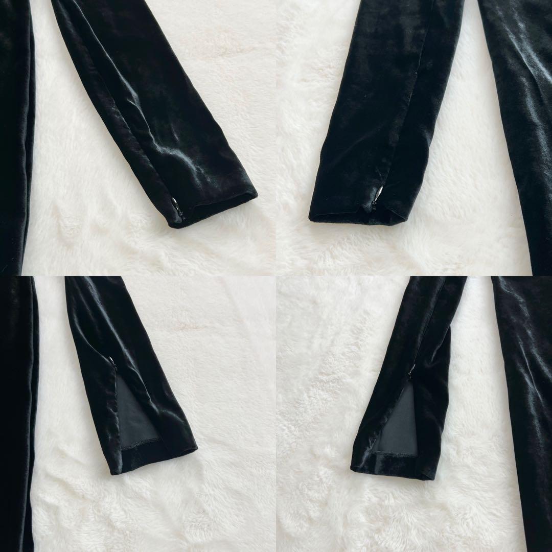 【ラルフローレンパープルレーベル】ハイネックベロアワンピース☆シルク混☆黒☆S