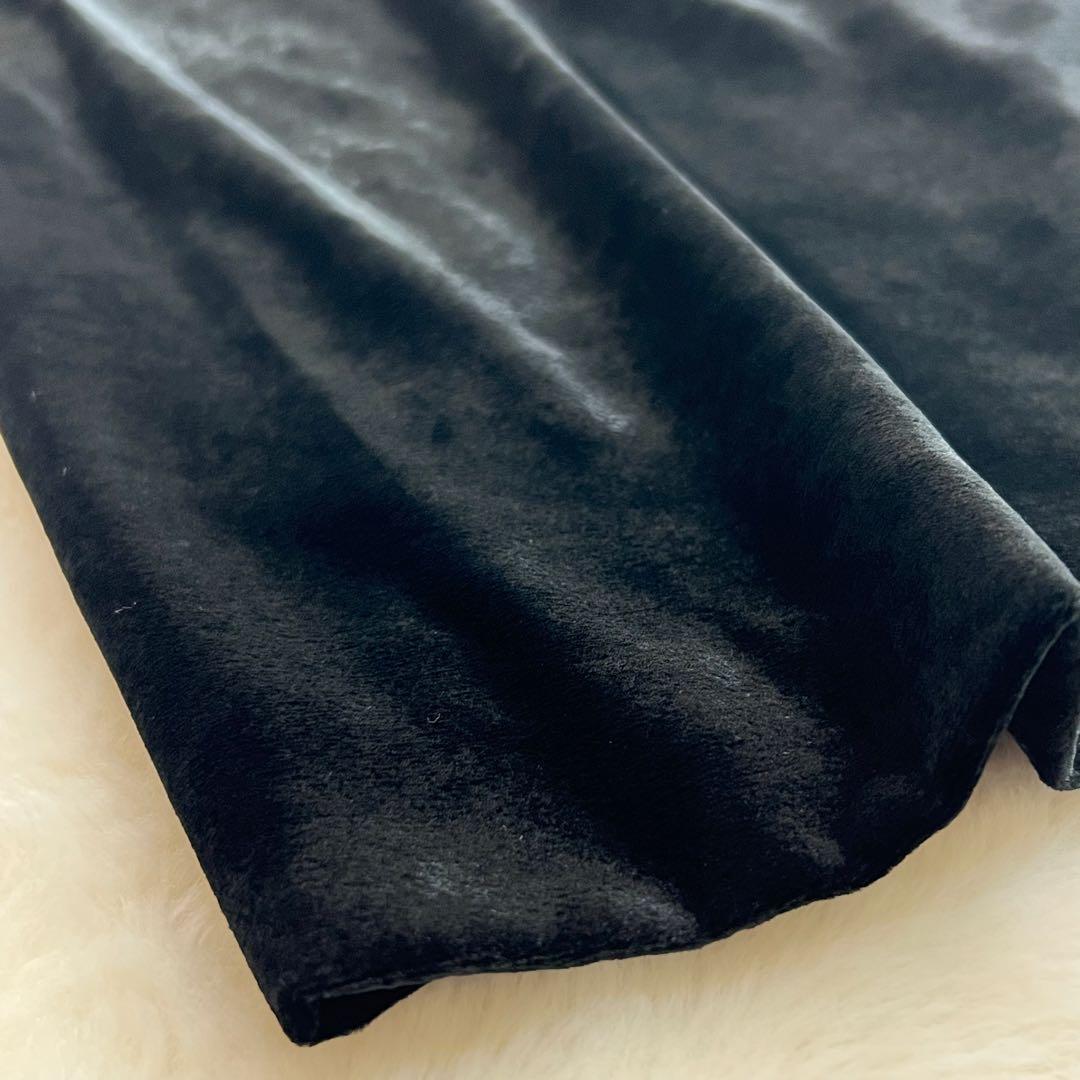 【ラルフローレンパープルレーベル】ハイネックベロアワンピース☆シルク混☆黒☆S