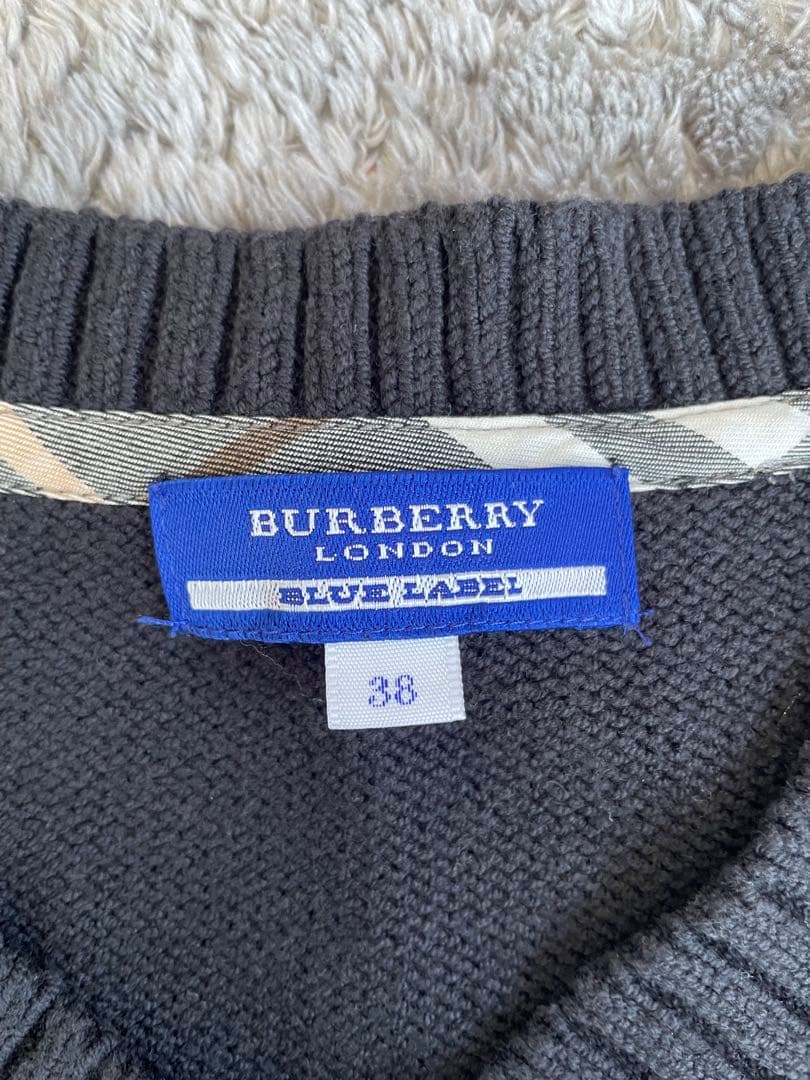 BURBERRY BLUE LABEL ケーブルニットフリルワンピース ブラック