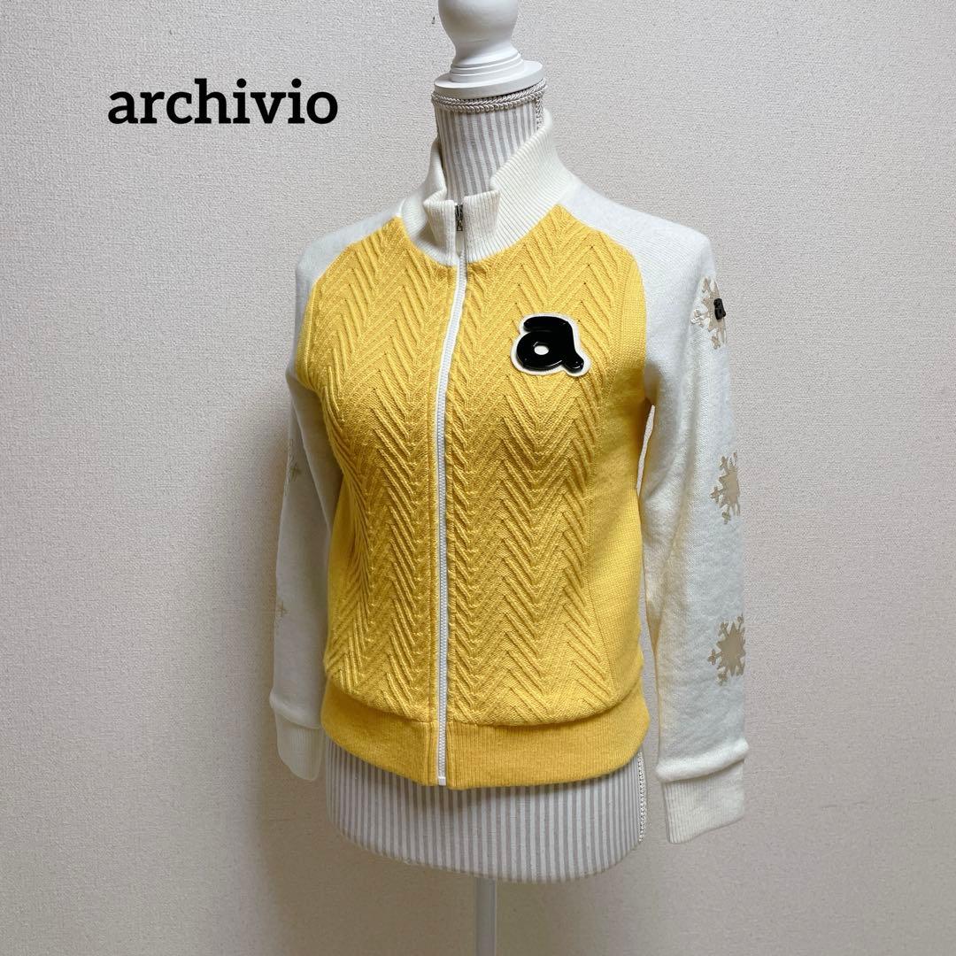 アルチビオ　ゴルフウェア　長袖ジャケット　ニット　雪の結晶　ケーブル編み