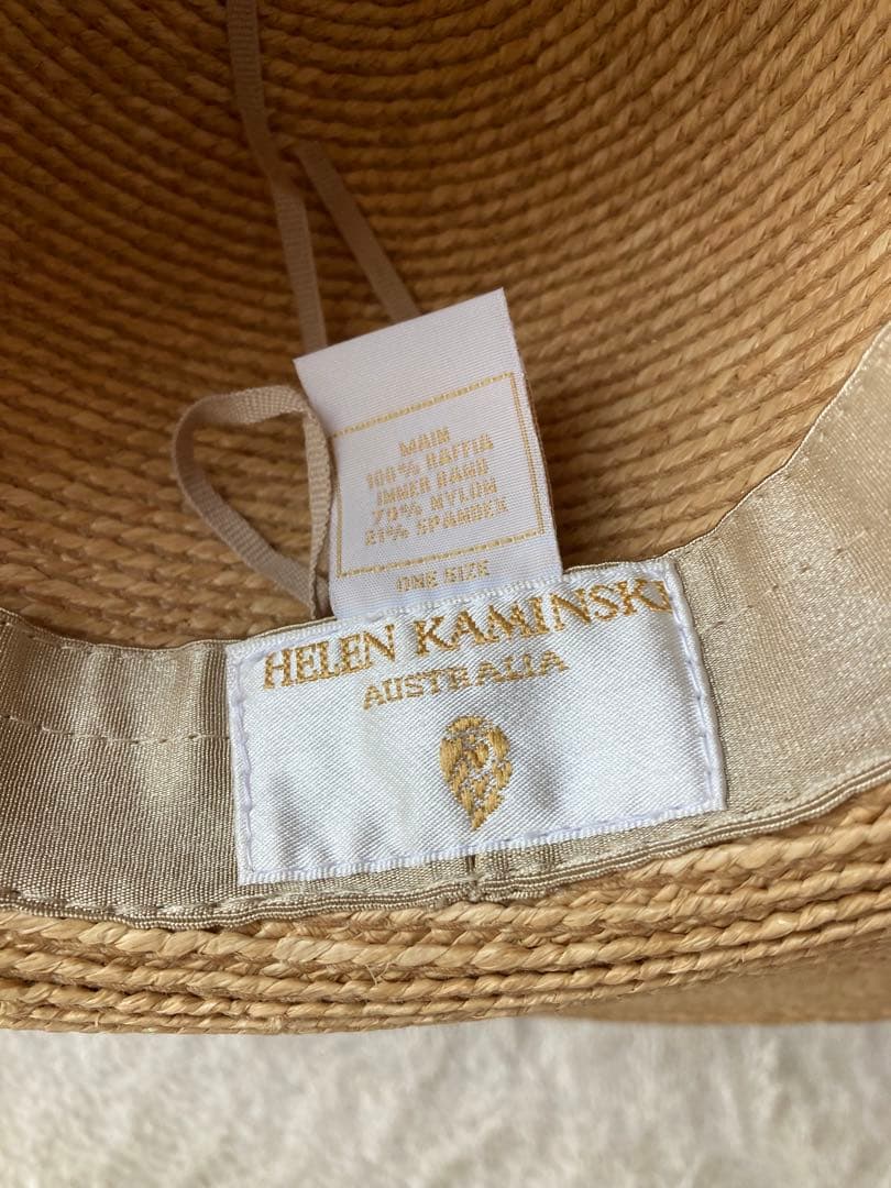 極美品　HELEN KAMINSKI 麦わら帽子 ベージュ　つば広約11センチ