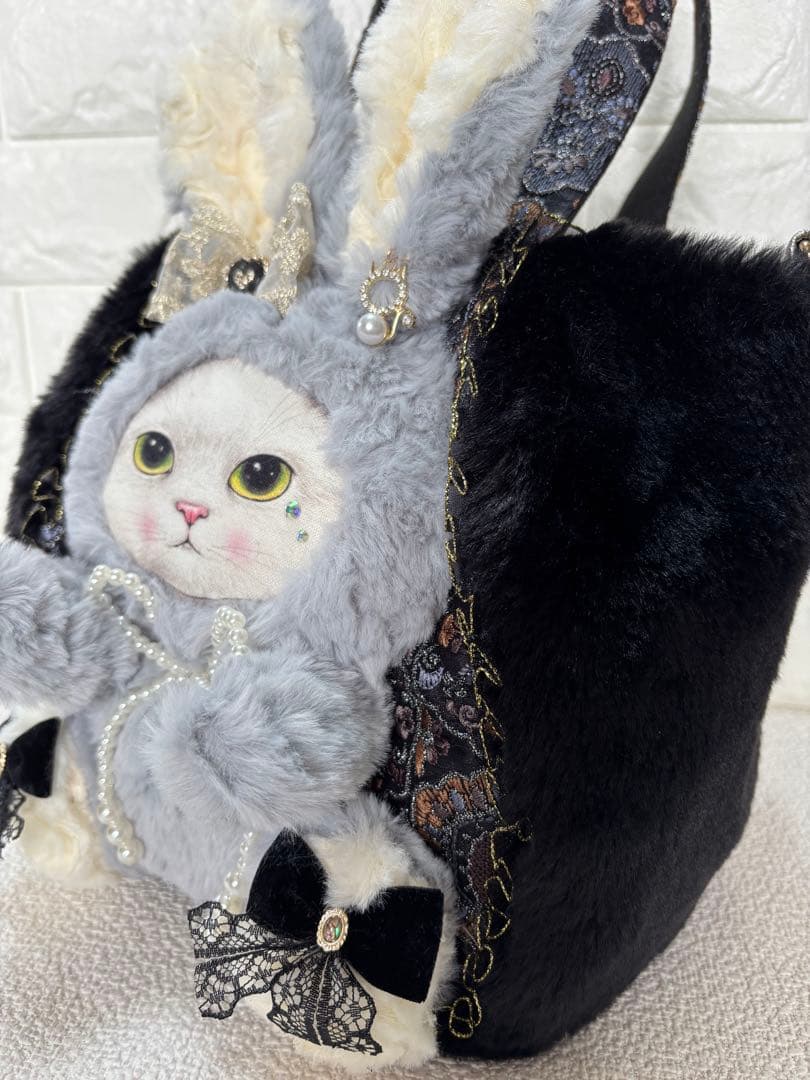 山*ば様 コヤンイサムチョン　ファーバッグ　ギムくん　グレーうさちゃん