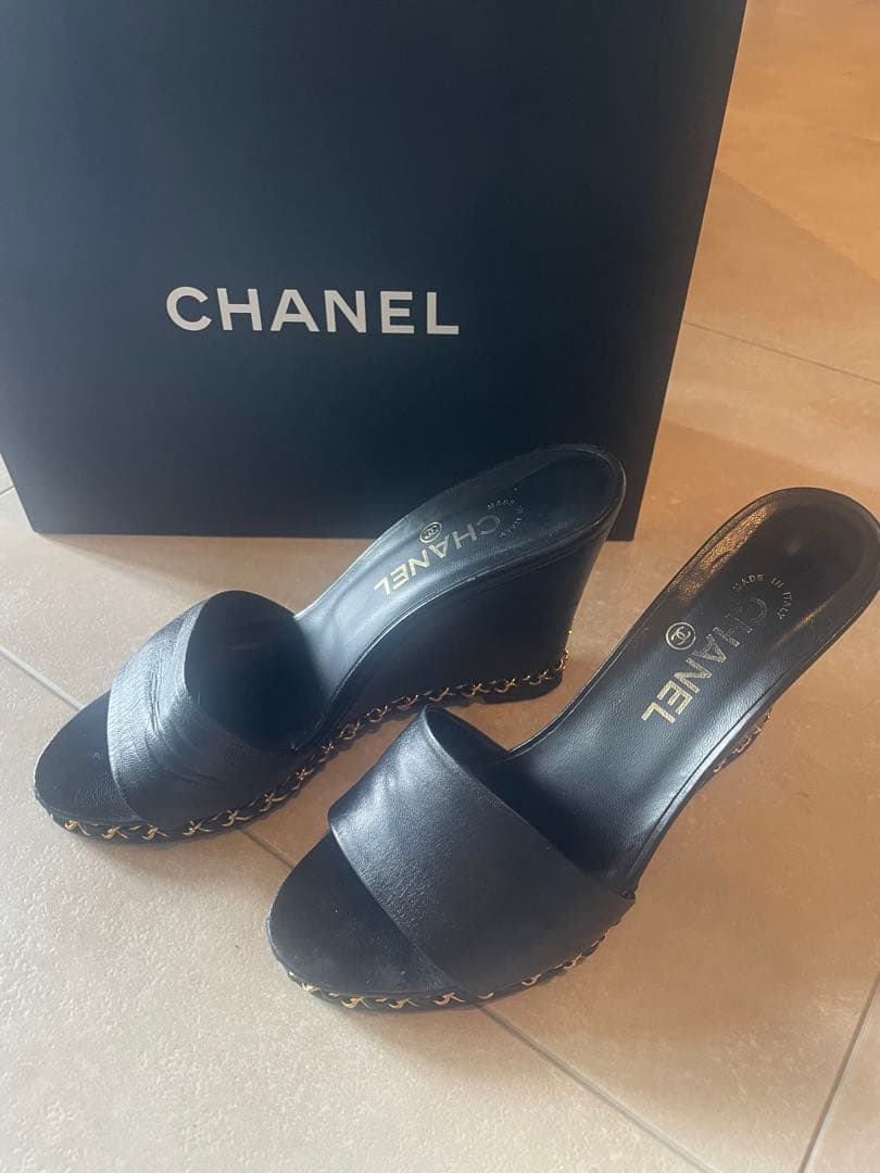 CHANEL ウェッジサンダル　チェーン39 ココマーク
