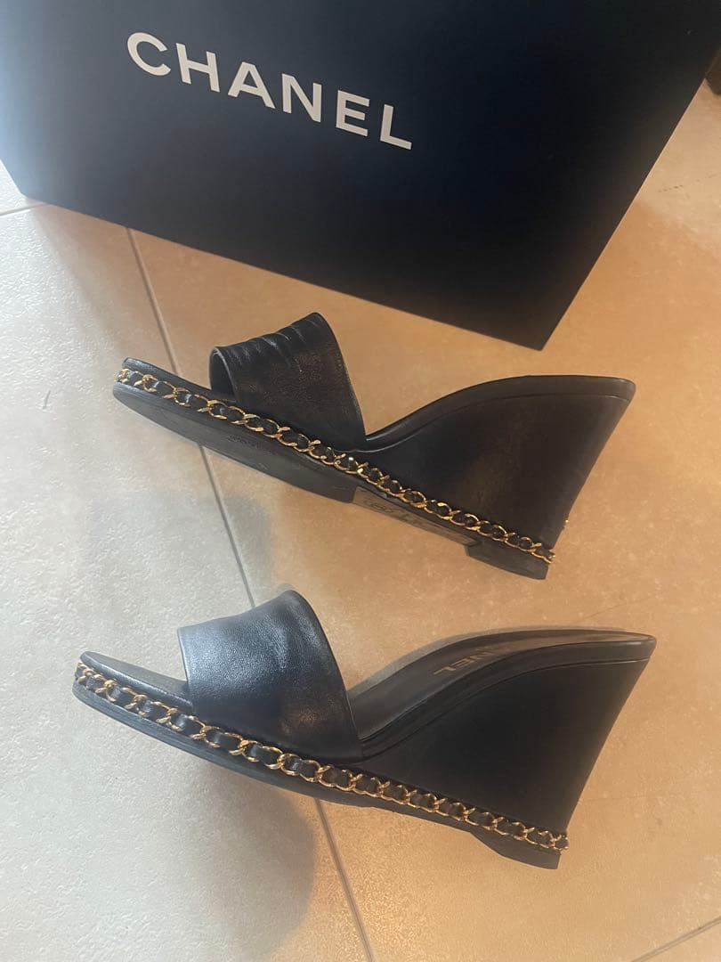 CHANEL ウェッジサンダル　チェーン39 ココマーク