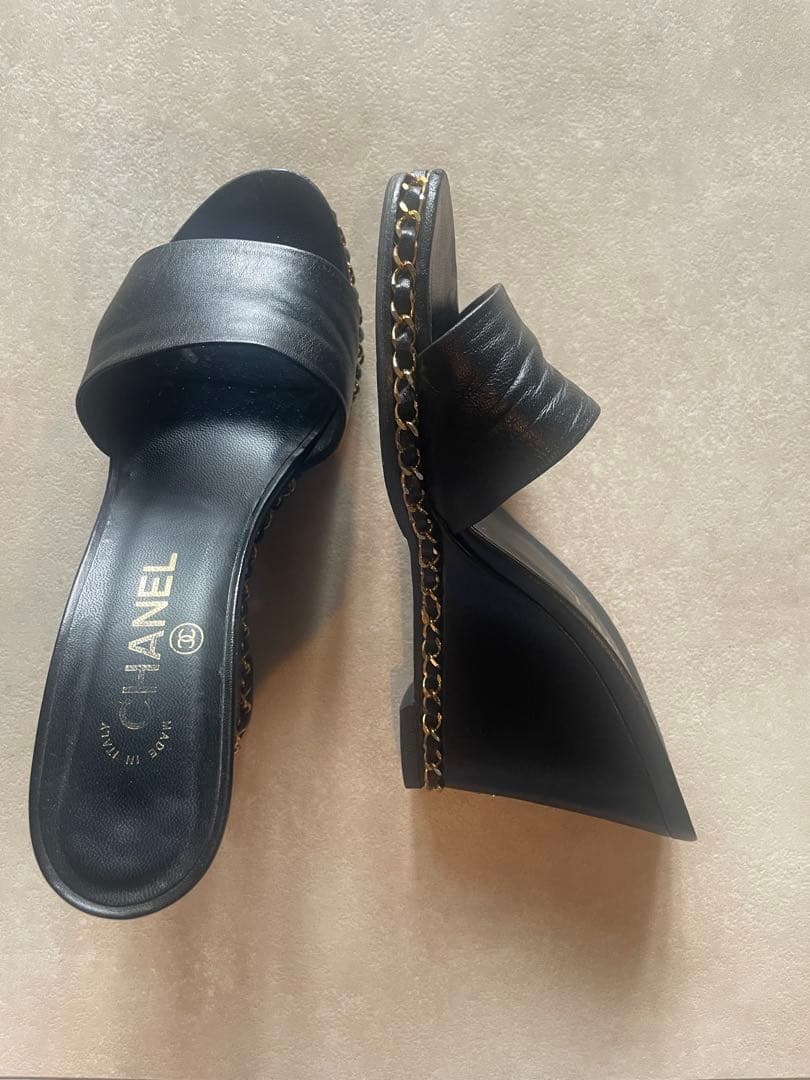 CHANEL ウェッジサンダル　チェーン39 ココマーク