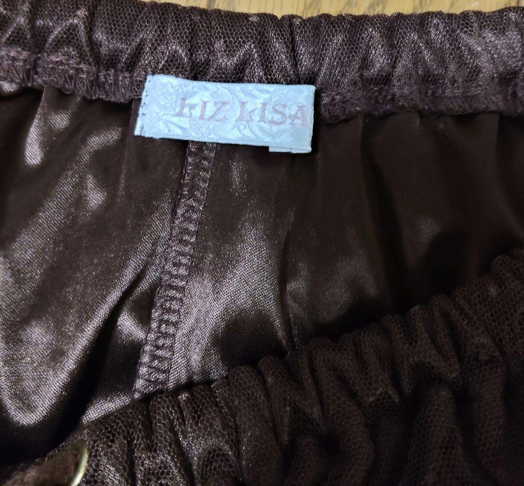 LIZLISA ブラウン ドット柄 フレアスカートパンツ