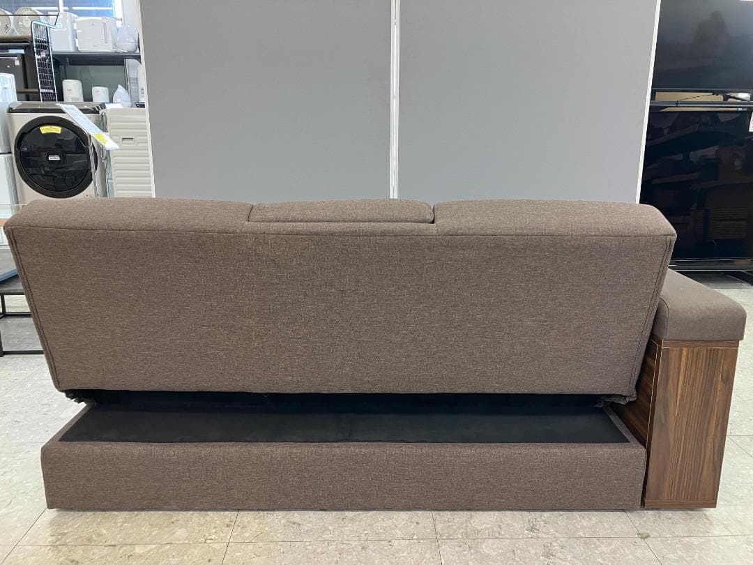 モダンデコ 2～3人掛け収納付き多機能ソファ ブラウン