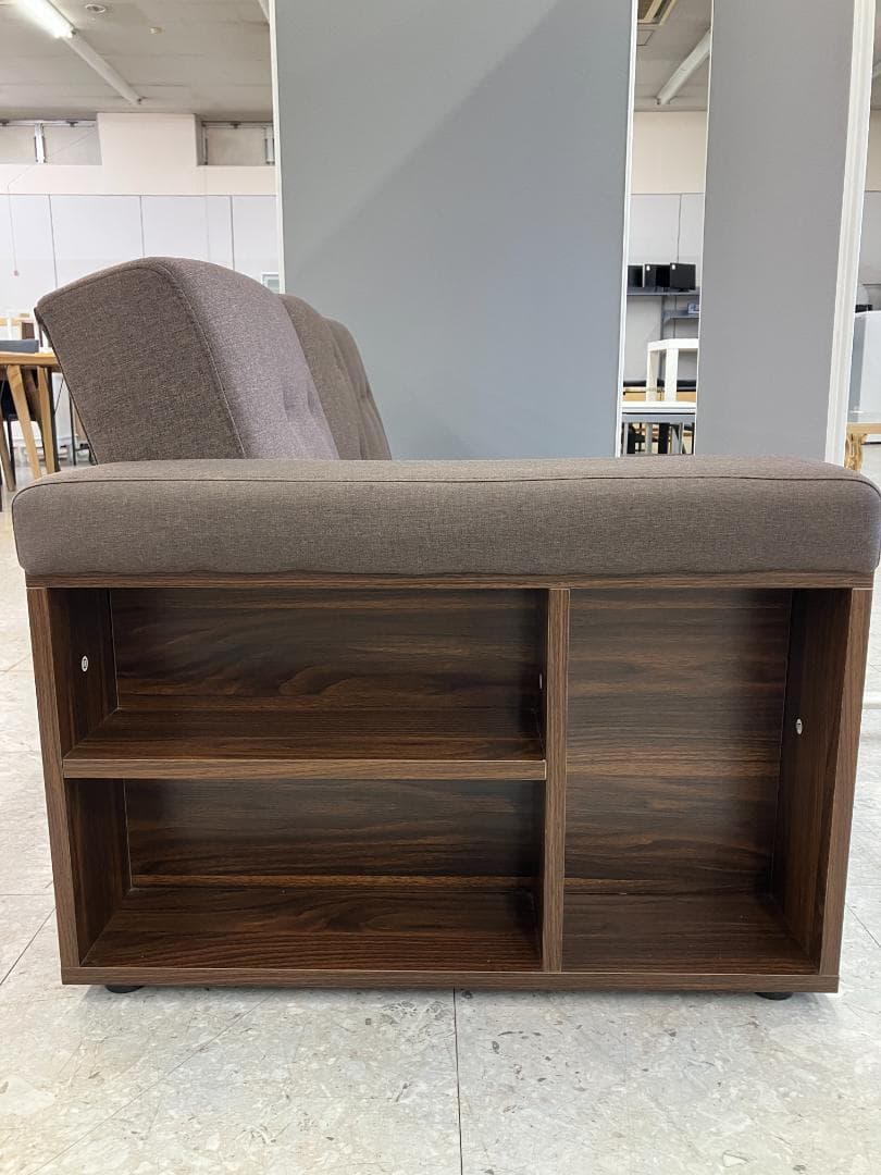 モダンデコ 2～3人掛け収納付き多機能ソファ ブラウン