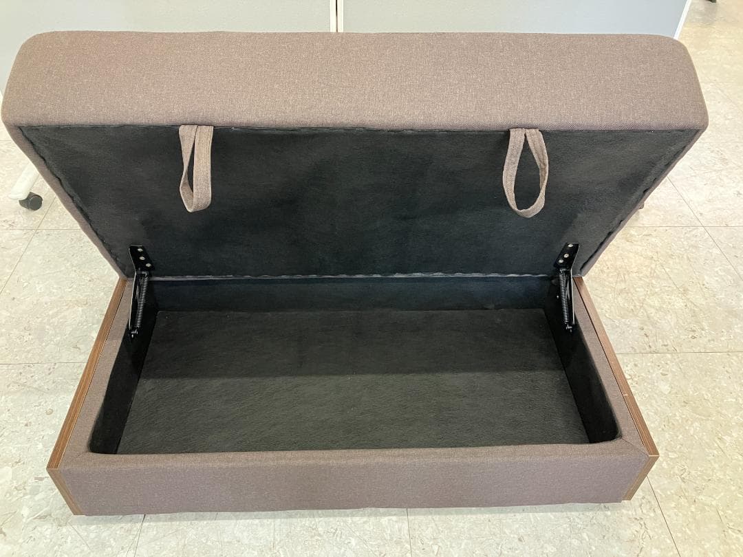 モダンデコ 2～3人掛け収納付き多機能ソファ ブラウン