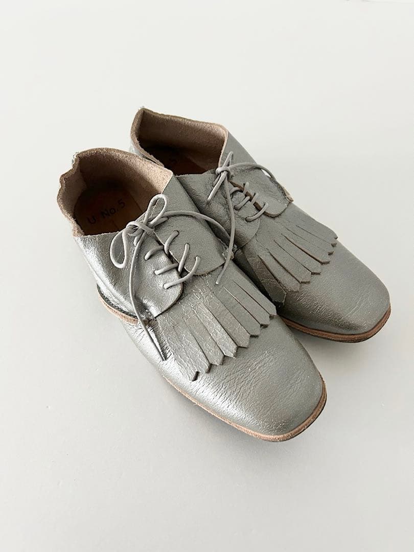 【美品】U.No.5　KILT SHOES　シルバー　サイズ6　USサイズ8