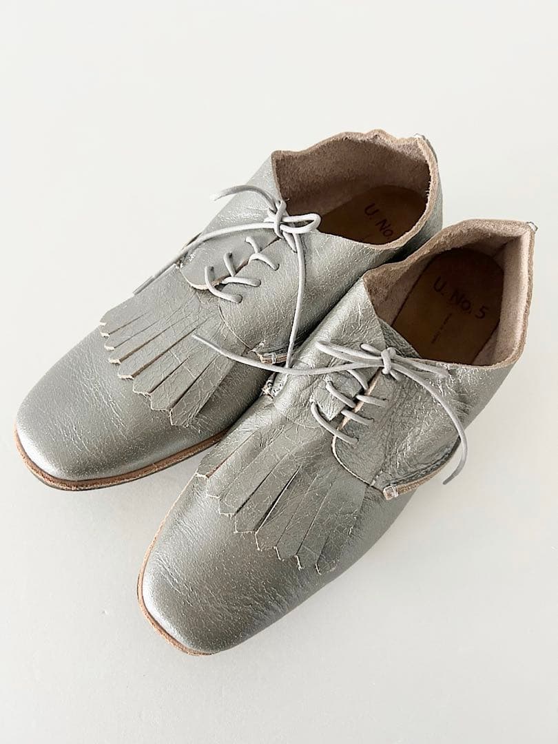 【美品】U.No.5　KILT SHOES　シルバー　サイズ6　USサイズ8