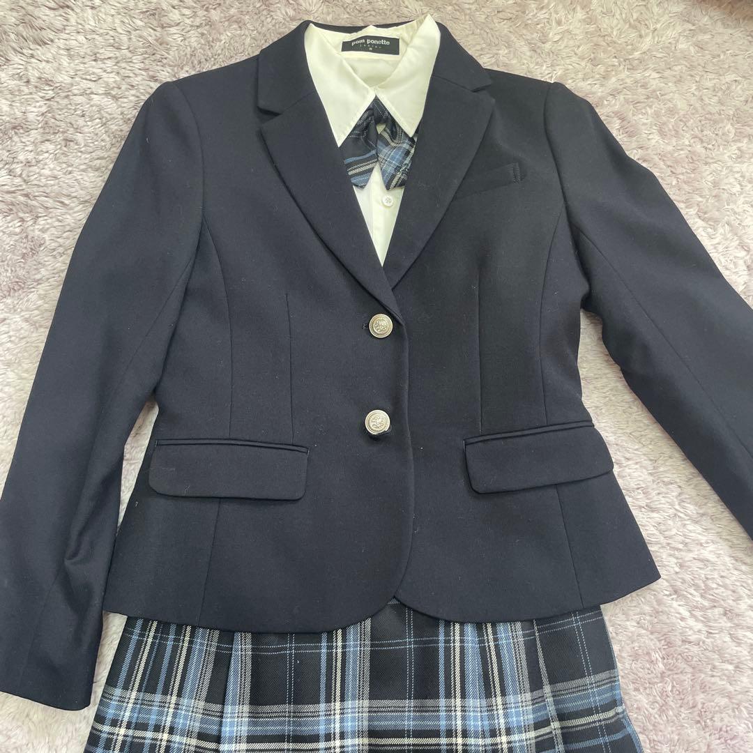 【セット】ポンポネット 150 黒　ブレザー　スカート　ブラウス 卒業式　スーツ