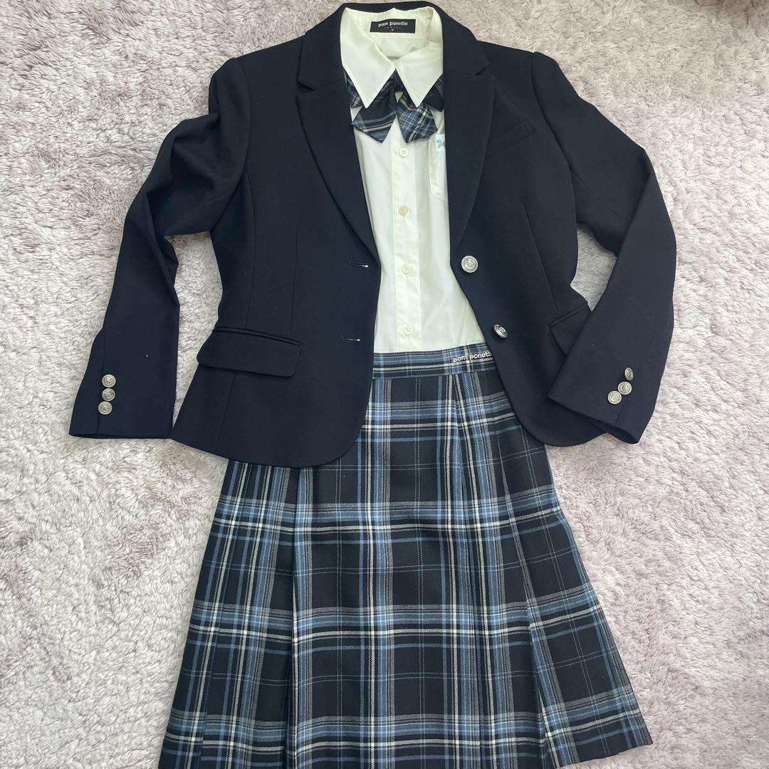 【セット】ポンポネット 150 黒　ブレザー　スカート　ブラウス 卒業式　スーツ
