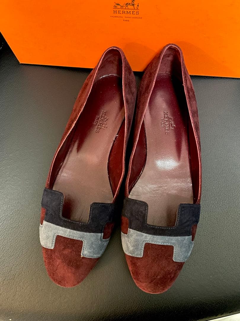 専用HERMES スエード ローファー バーガンディ 37.5