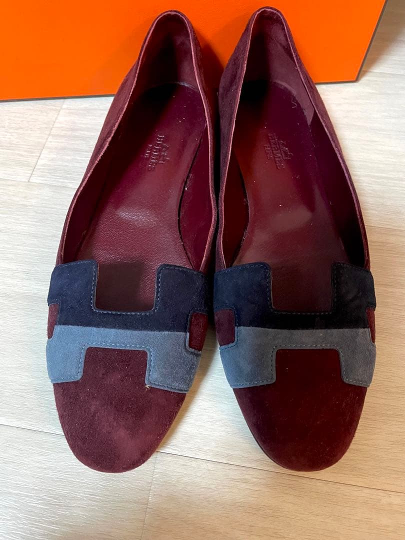 専用HERMES スエード ローファー バーガンディ 37.5