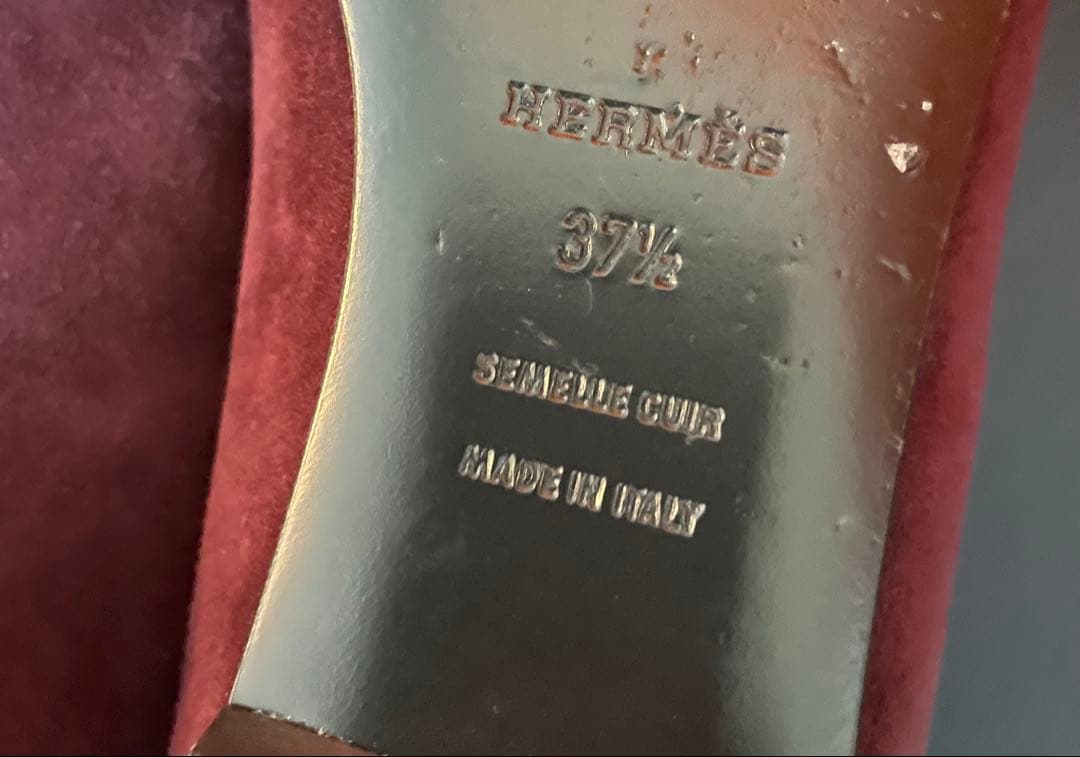 専用HERMES スエード ローファー バーガンディ 37.5