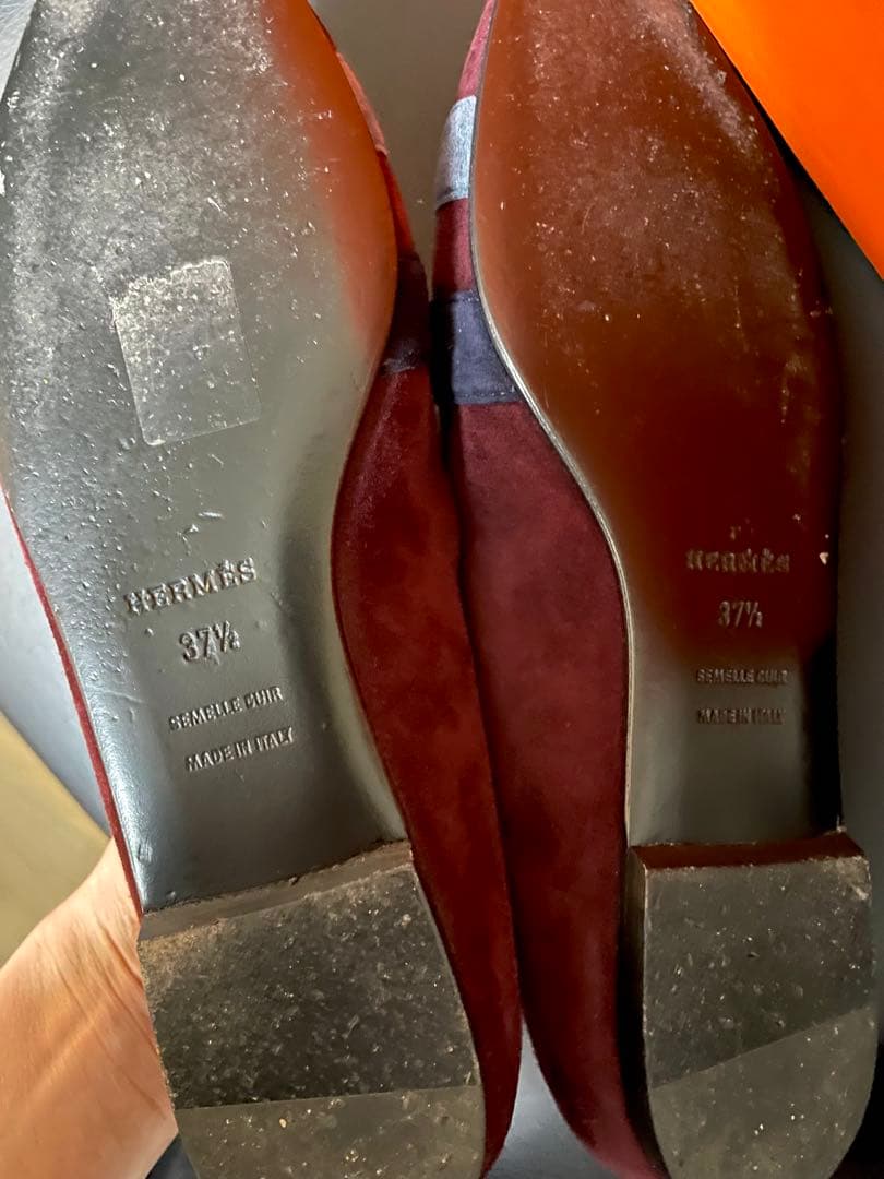 専用HERMES スエード ローファー バーガンディ 37.5