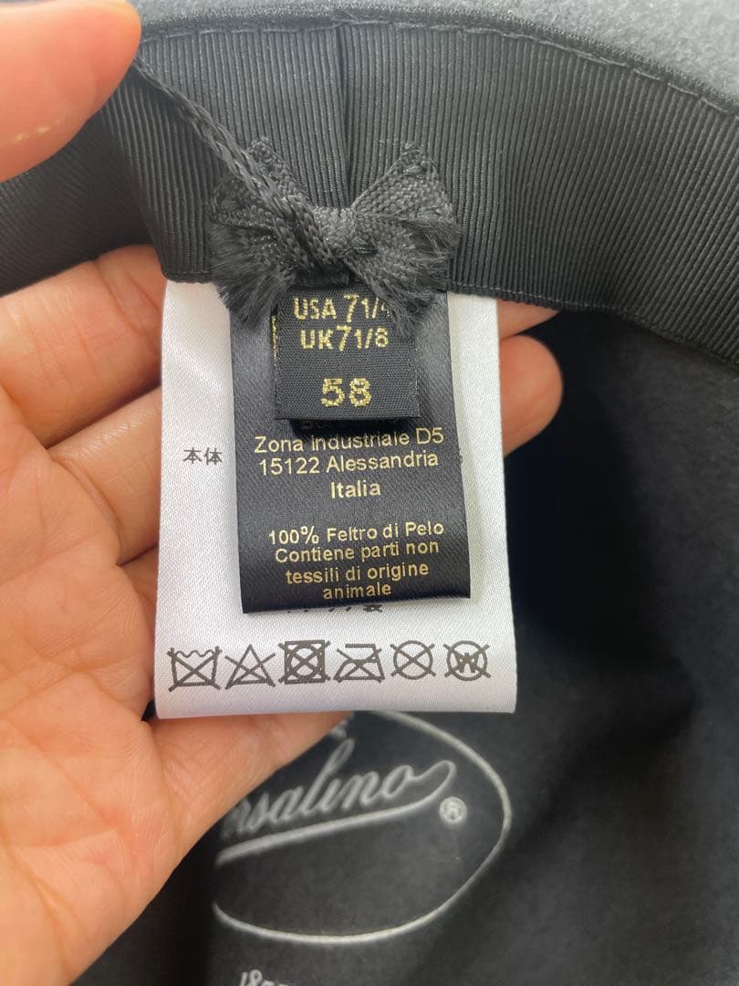 未使用品　ボルサリーノカーフレザーハット　グレー　フェルトウール秋冬お洒落滝マキ